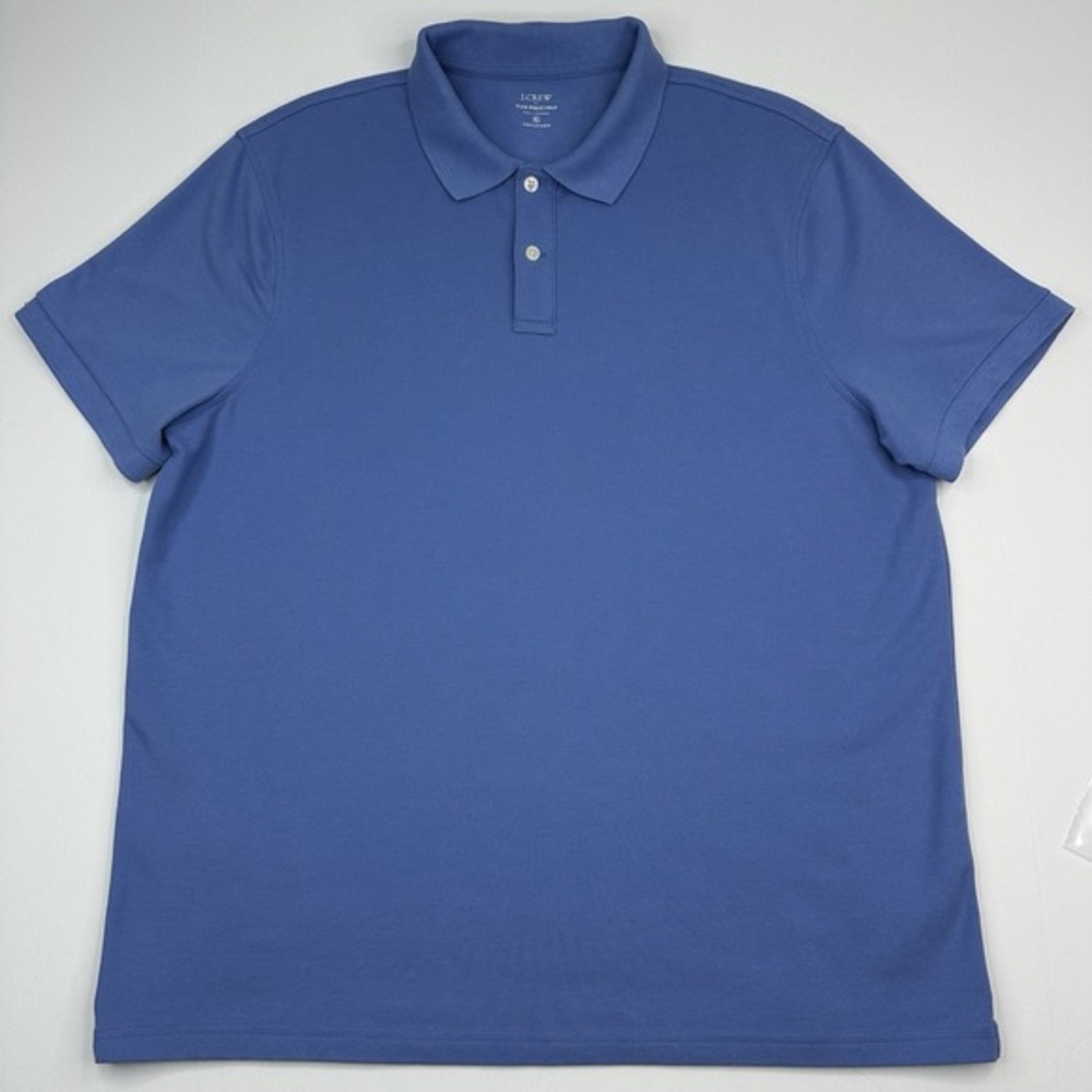 J.Crew Mens Flex Pique Polo Shirt Blue XL‎ Untucked Stretch AV140 SU21